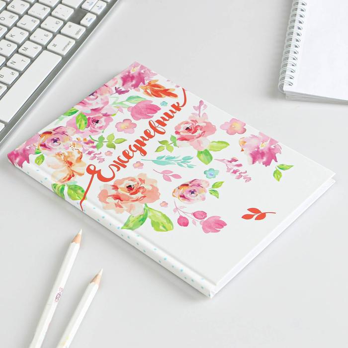 Ежедневник "Цветы", твёрдая обложка, А5, 80 листов