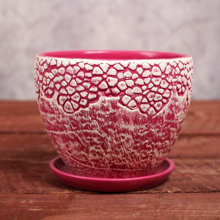 Горшок цветочный " Кружево" №2, Овал 0,6л