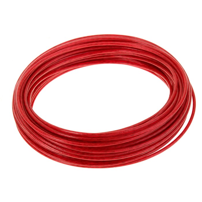 Трос металлополимерный "СИБРТЕХ", ПР-3.0, диаметр 3 мм, красный, катушка 20 м