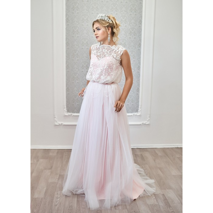 Свадебное платье "Скарлет" фатин,бусинки,корсет усилен дублирином-маечка,кружево,бисер 44-46 28150