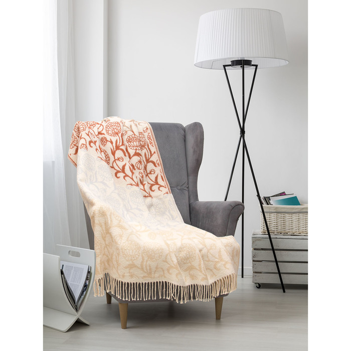 Плед Покрывало "Цветок ажурный",жаккард, 140х200 см,цветок ажурный, 350 гр/м2, хлопок 100%