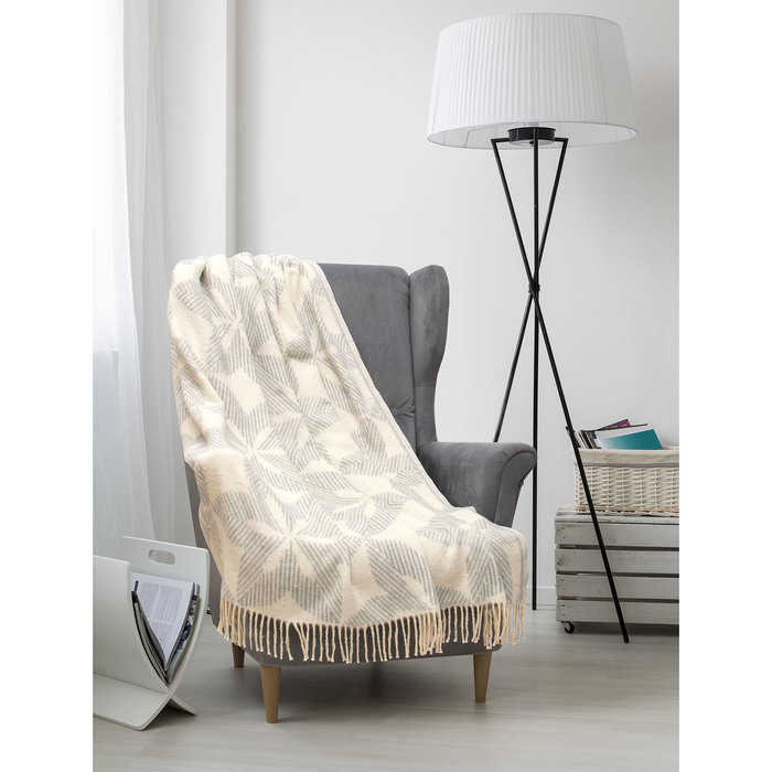 Плед Покрывало "Звездочка",жаккард, 140х200 см,звездочка серая, 350 гр/м2, хлопок 100%