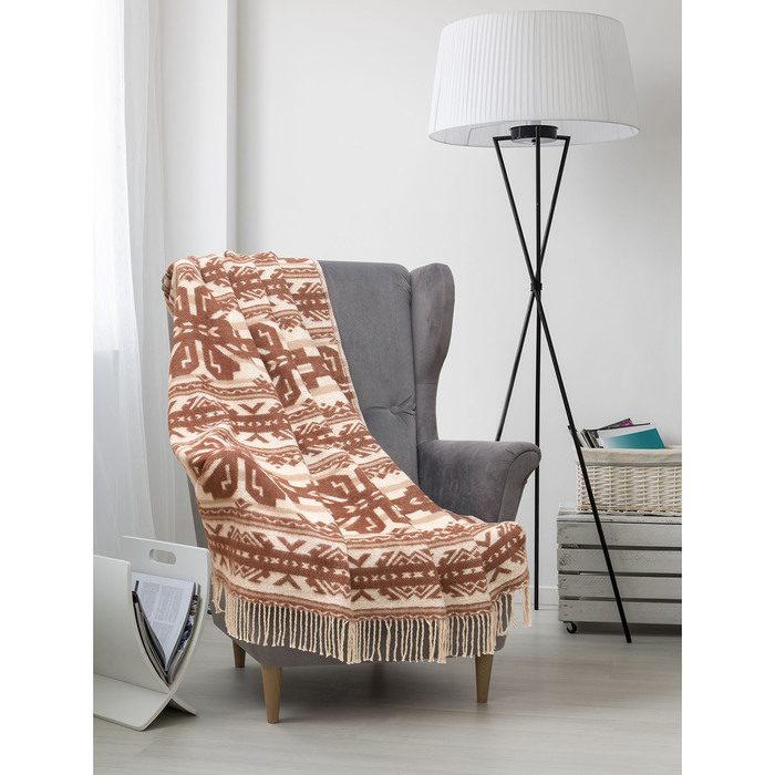 Плед Покрывало "Лубны",жаккард, 140х200 см,лубны коричневые, 350 гр/м2, хлопок 100%