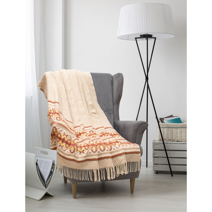 Плед Покрывало "Кайма",жаккард, 170х200 см,, 350 гр/м2, хлопок 100%