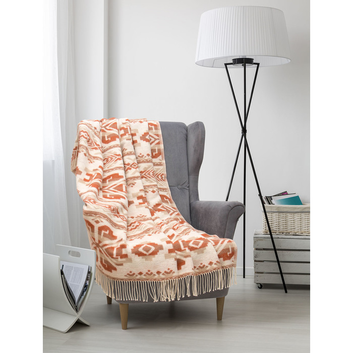 Плед Покрывало "Лубны",жаккард, 170х200 см,лубны бежевые, 350 гр/м2, хлопок 100%