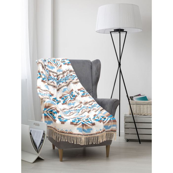 Плед Покрывало "Лубны",жаккард, 170х200 см,лубны голубые, 350 гр/м2, хлопок 100%