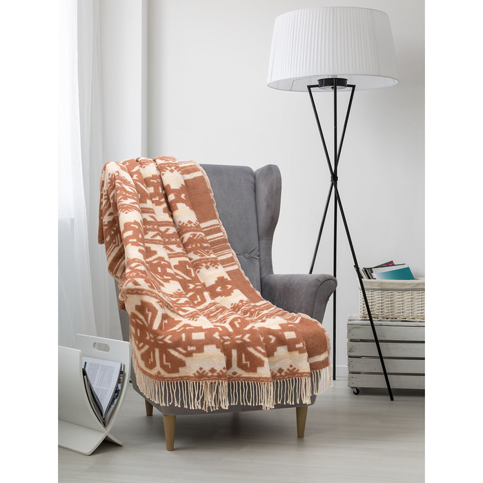 Плед Покрывало "Лубны",жаккард, 170х200 см,лубны коричневые, 350 гр/м2, хлопок 100%