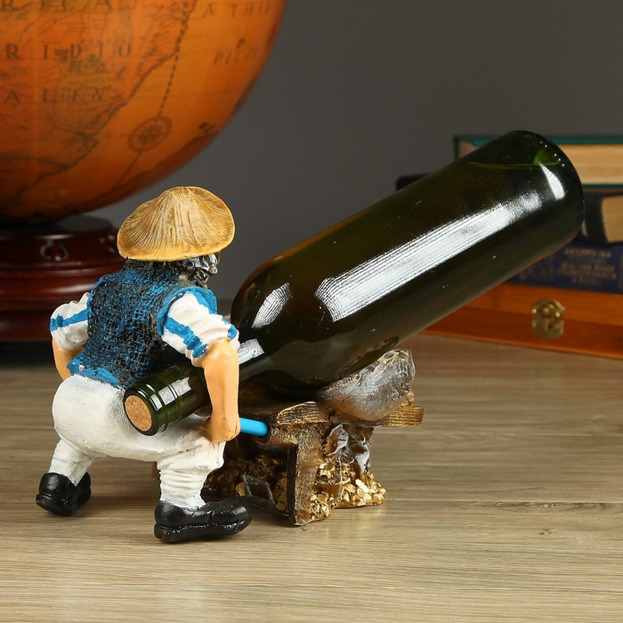 Подставка под бутылку "Мужик с тележкой" 19см