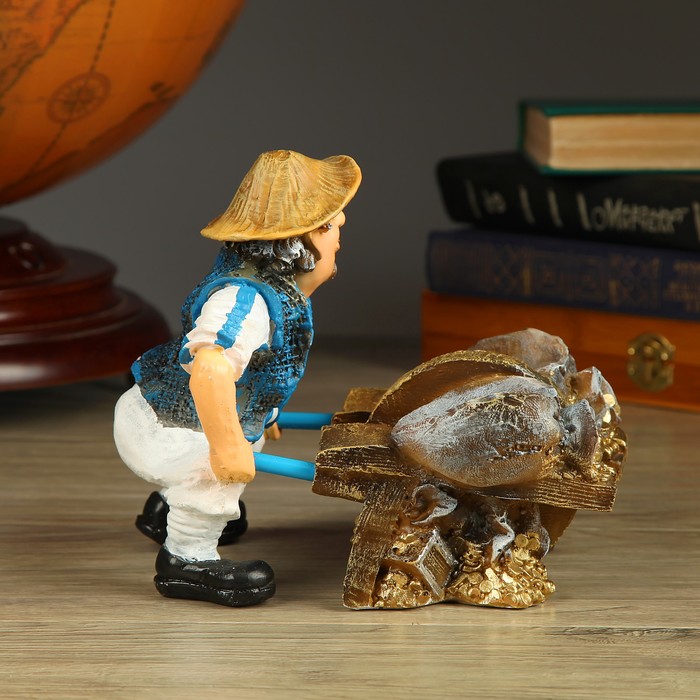 Подставка под бутылку "Мужик с тележкой" 19см