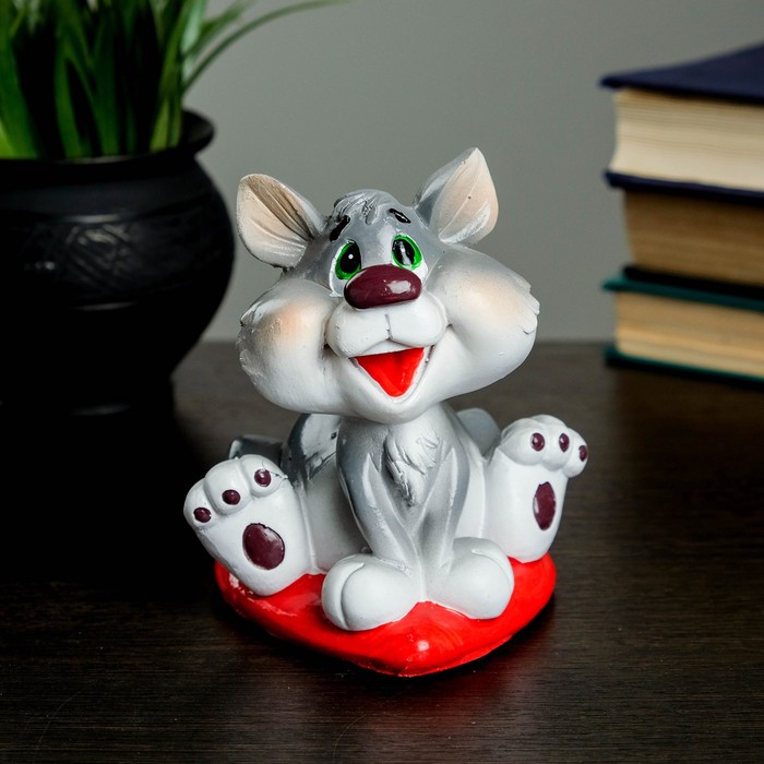 Копилка "Котенок на сердечке" 14см