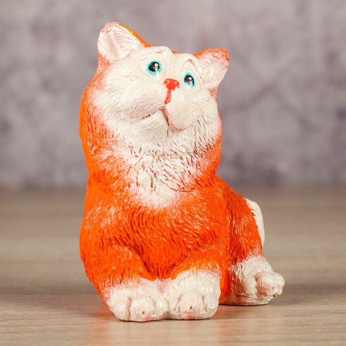 Сувенир "Кот сидит,хвост влево" рыжий, 6х7,5х7,5см