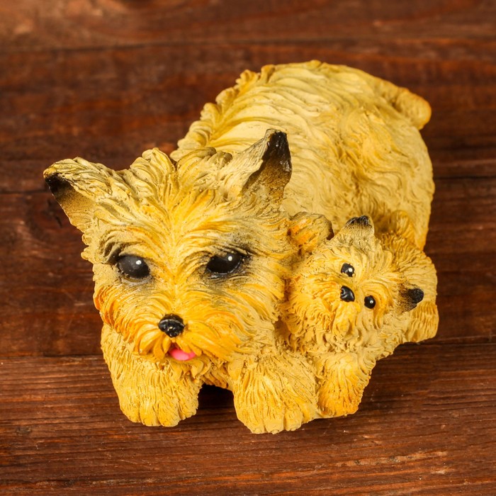 Сувенир "Болонка со щенком" светлый окрас, 10х8х9см