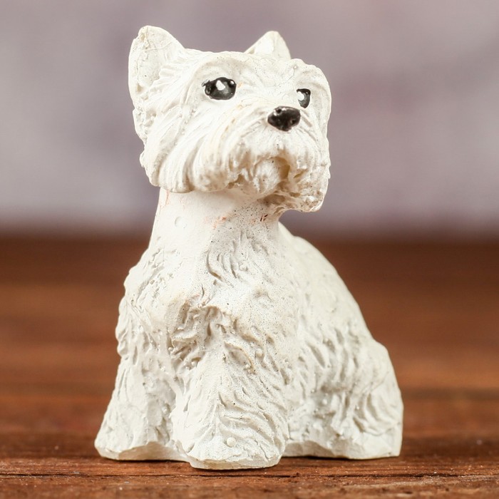 Сувенир "Болонка сидит" белый окрас, 3,5х3х4см