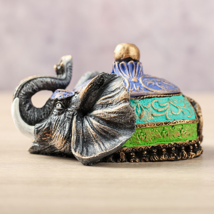 Шкатулка "Слон" цветная, 6х6х3,5см