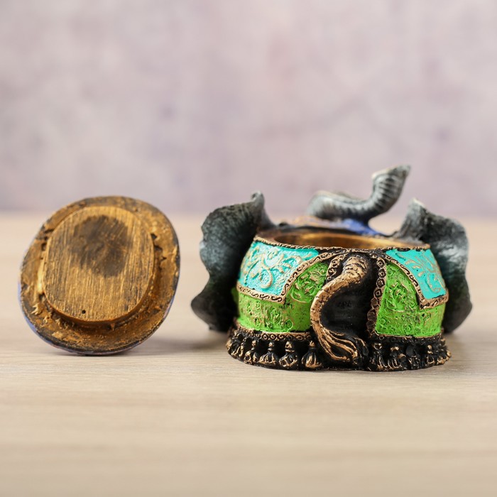 Шкатулка "Слон" цветная, 6х6х3,5см