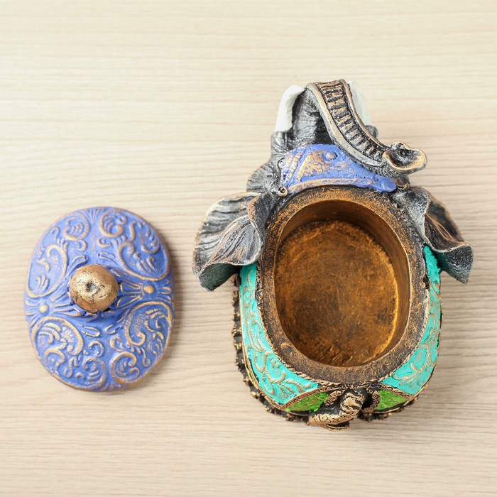 Шкатулка "Слон" цветная, 6х6х3,5см