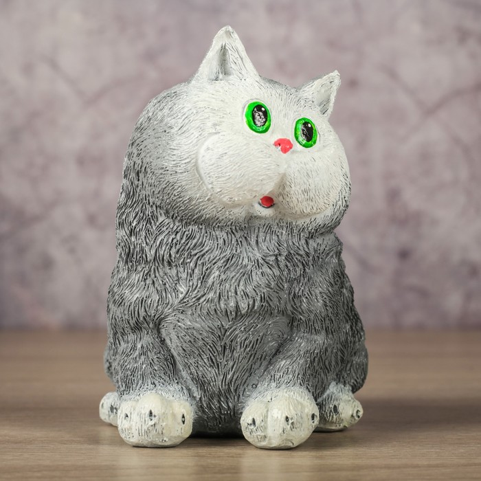 Копилка "Кот сидит" серый, 10х10х12см