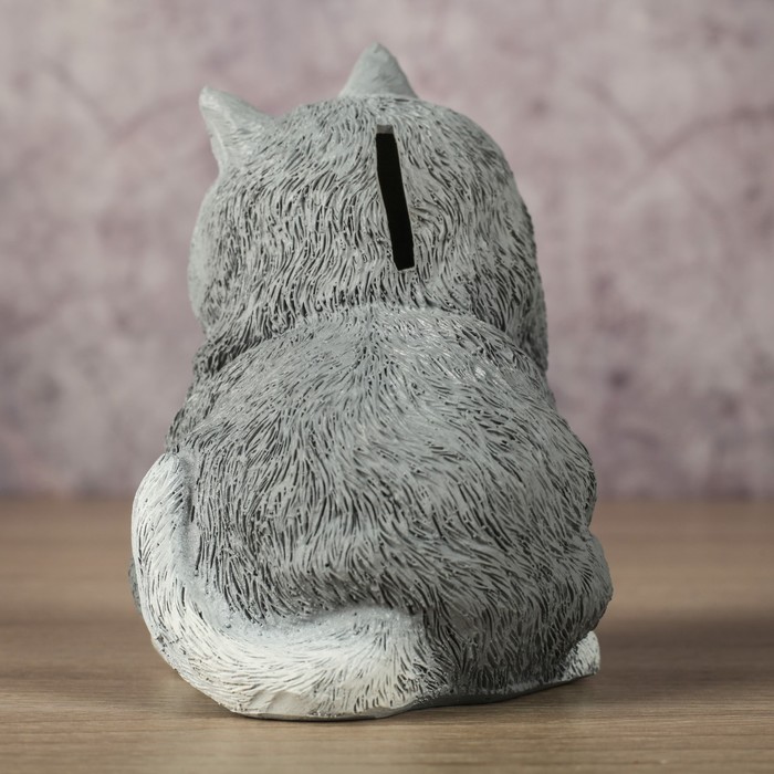 Копилка "Кот сидит" серый, 10х10х12см