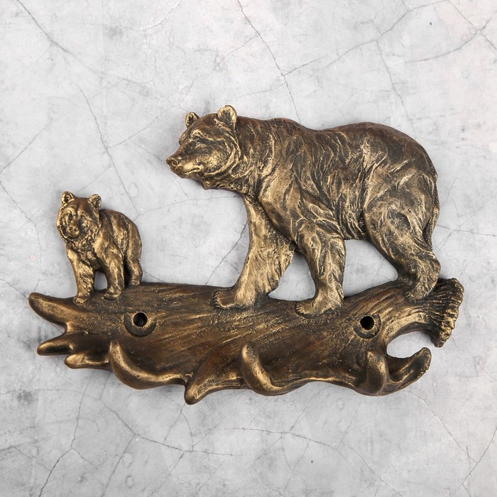 Ключница "Два медведя" золото, 19х13х3см