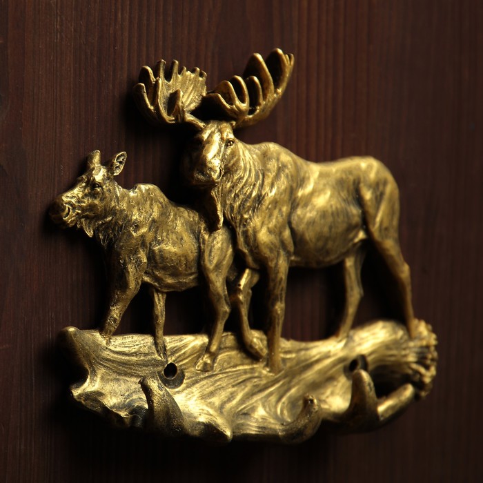 Ключница "Два оленя" золото, 18х15х3см