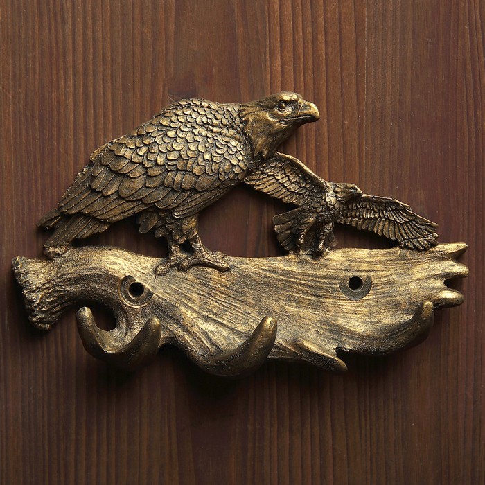 Ключница "Два орла" бронза, 19х12х3см