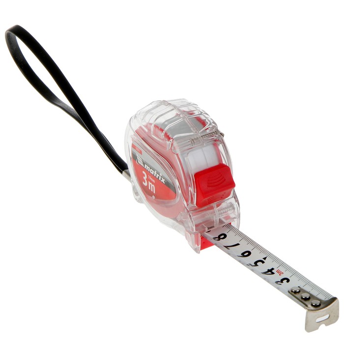 Рулетка MATRIX "Crystal", 3 м х 19 мм, корпус из поликарбоната