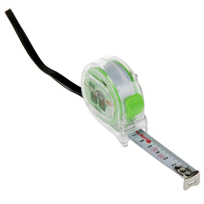Рулетка "СИБРТЕХ" Кварц, 3 м х 16 мм, прозрачный корпус, амортизатор