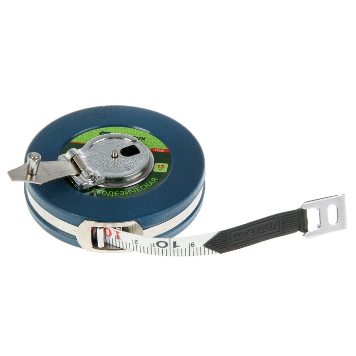 Рулетка геодезическая "СИБРТЕХ", 10 м х 13 мм, закрытый корпус, фиберглассовая лента