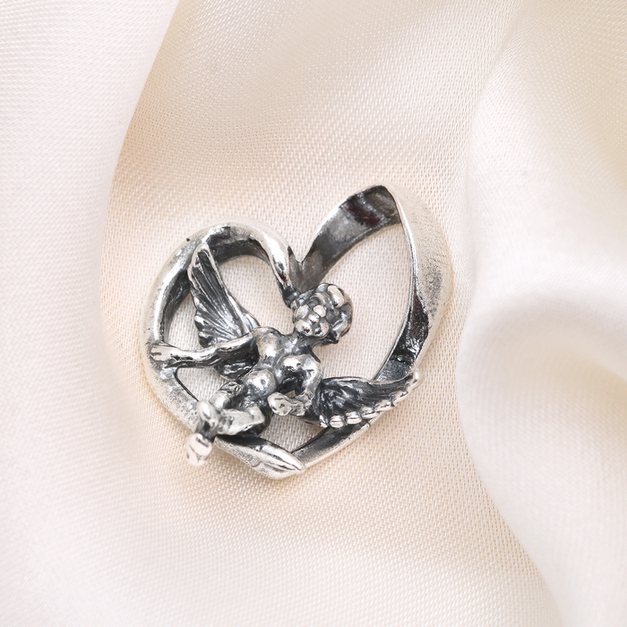 Подвеска "Ангелок" 40022-900, посеребрение, цвет белый