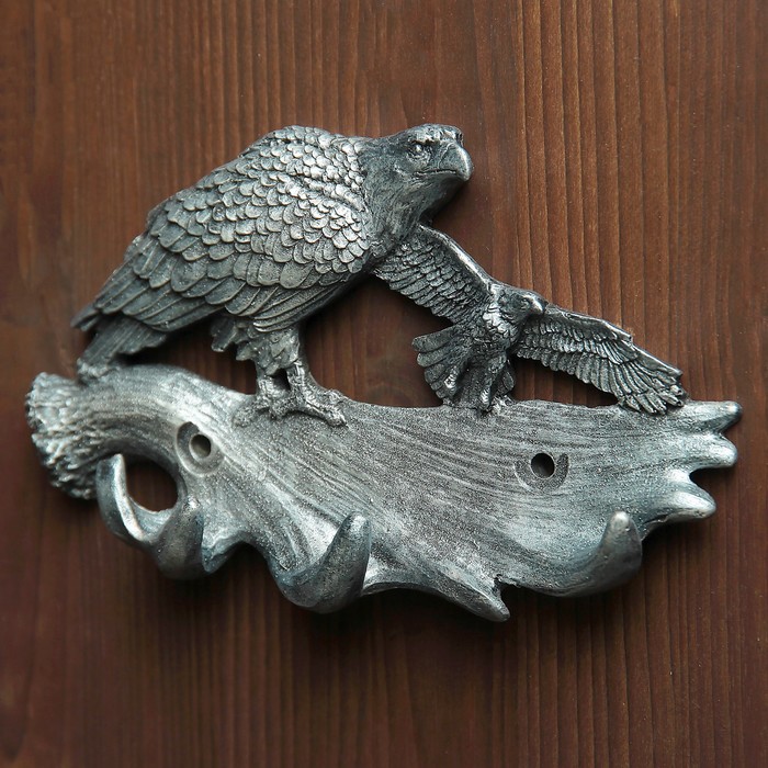 Ключница "Два орла" серебро, 19х12х3см