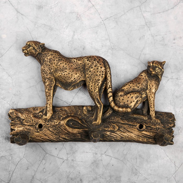 Ключница "Два леопарда" бронза , 19х12х5см