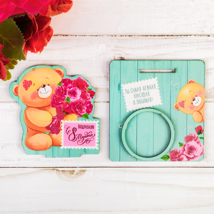 Подсвечник "Поздравляю с 8 Марта"