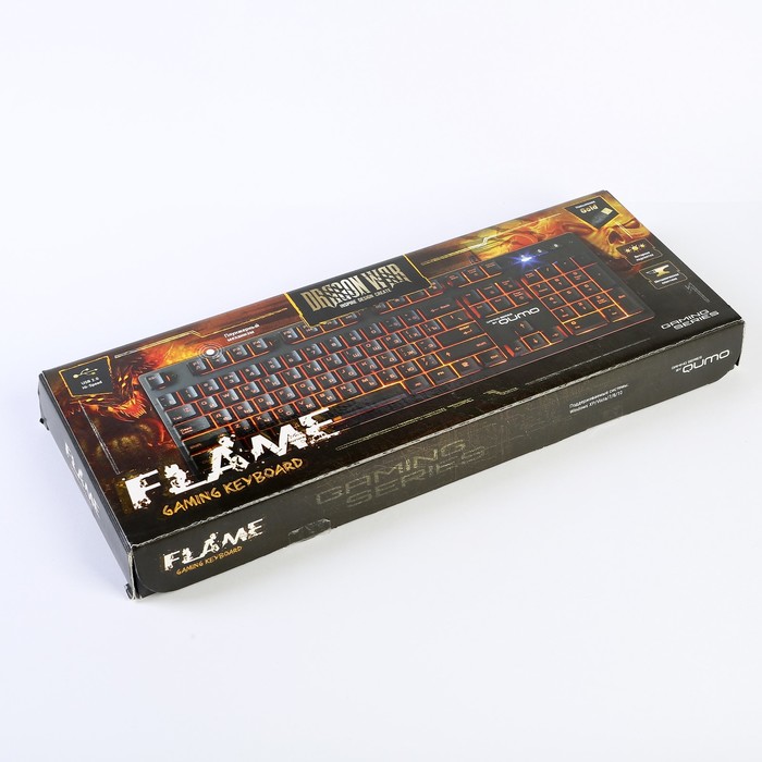 Клавиатура Qumo Flame K22, псевдомеханика, проводная, 104 клавиши, подсветка, USB