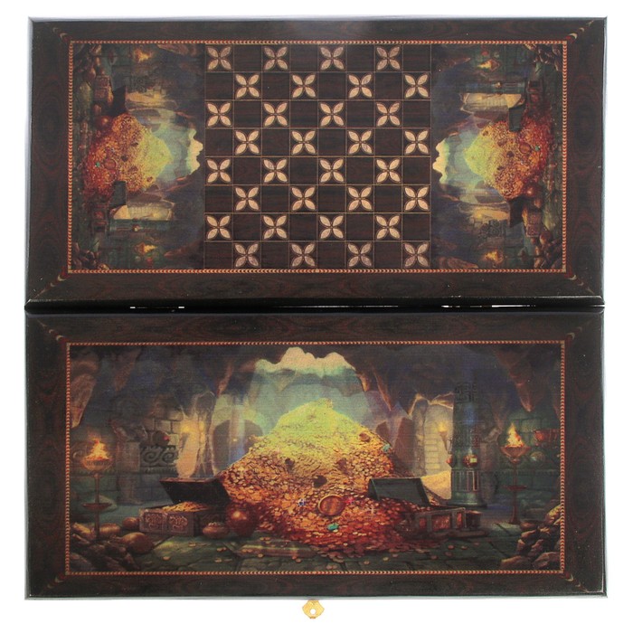 Нарды-шашки "Сокровища" (доска дерево 40х40 см)