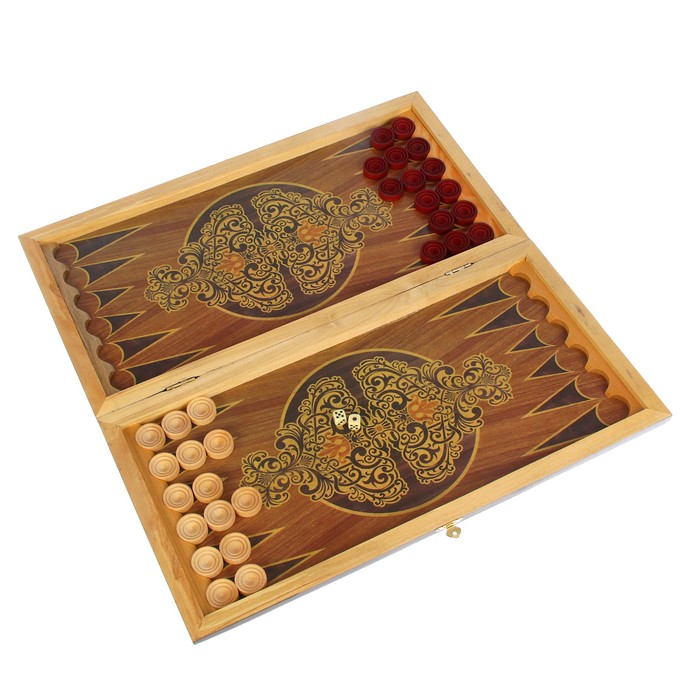 Нарды-шашки "Сокровища" (доска дерево 50х50 см)