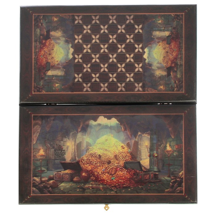 Нарды-шашки "Сокровища" (доска дерево 50х50 см)