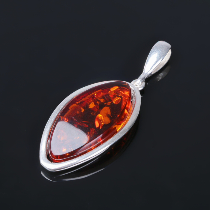 Подвеска посеребрение "Янтарь" эллипс, цвет коричневый