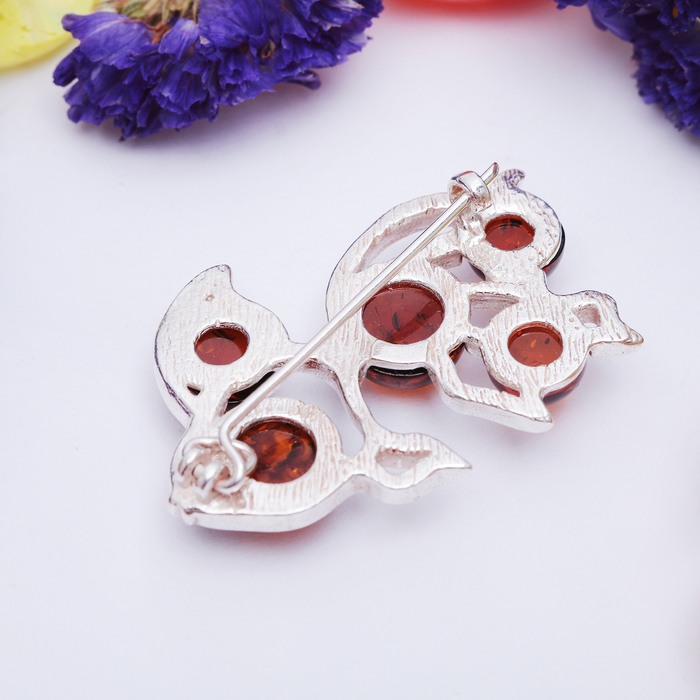 Брошь "Янтарь" золотая рыбка, цвет МИКС в посеребрении