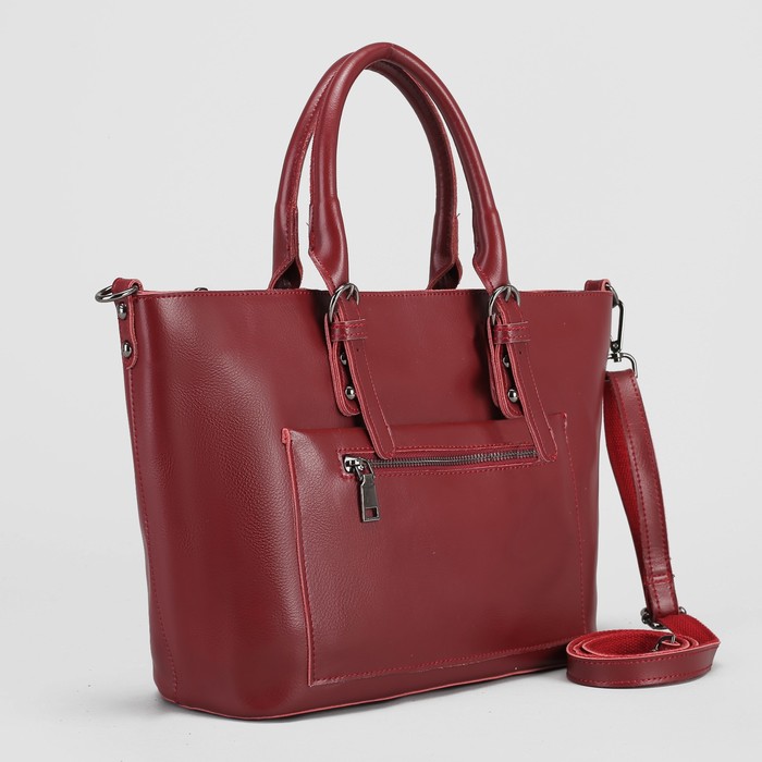 Сумка женская, отдел с перегородкой на молнии, наружный карман, длинный ремень, цвет бордовый