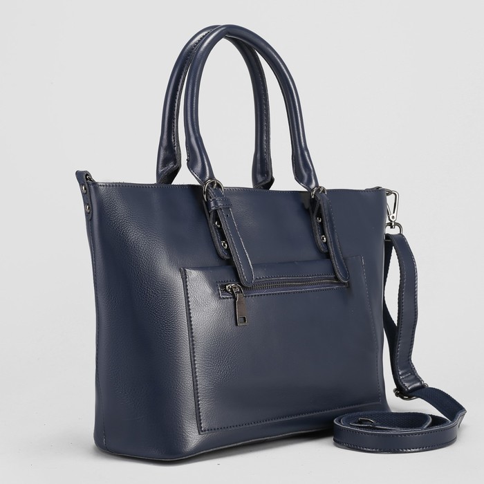 Сумка женская, отдел с перегородкой на молнии, наружный карман, длинный ремень, цвет синий