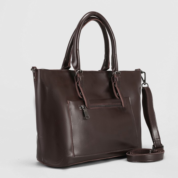 Сумка женская, отдел с перегородкой на молнии, наружный карман, длинный ремень, цвет кофе