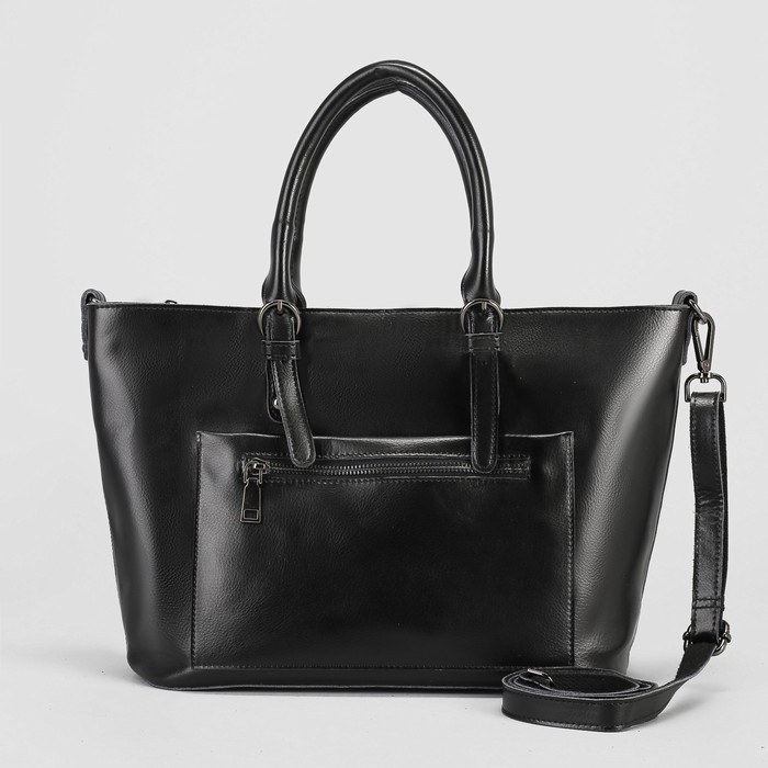 Сумка женская, отдел с перегородкой на молнии, наружный карман, длинный ремень, цвет чёрный