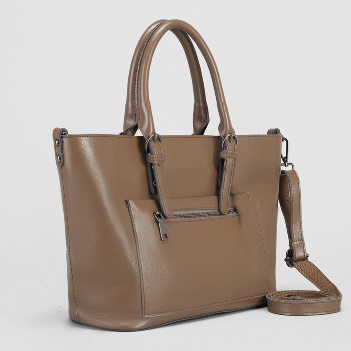 Сумка женская, отдел с перегородкой на молнии, наружный карман, длинный ремень, цвет хаки