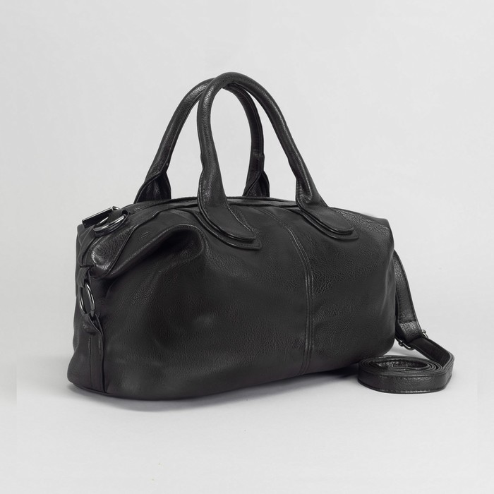 Сумка женская, отдел на молнии, наружный карман, длинный ремень, цвет чёрный