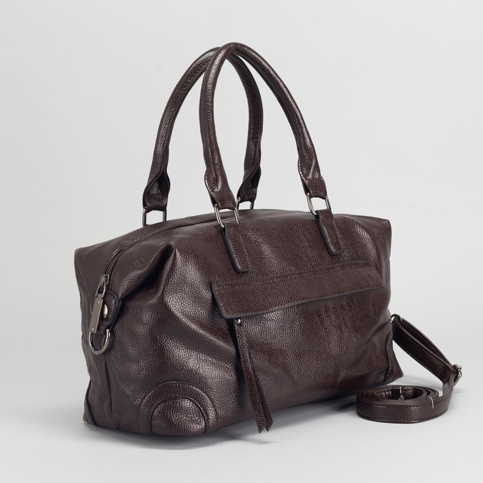 Сумка женская, отдел с перегородкой на молнии, 2 наружных кармана, длинный ремень, цвет кофе