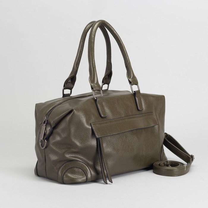 Сумка женская, отдел с перегородкой на молнии, 2 наружных кармана, длинный ремень, цвет оливковый