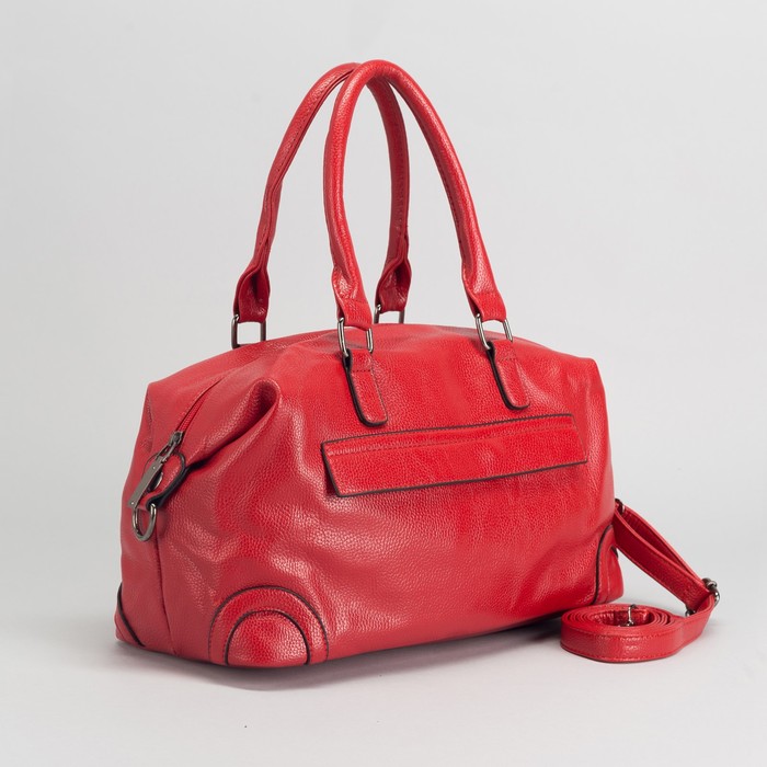 Сумка женская, отдел с перегородкой на молнии, 2 наружных кармана, длинный ремень, цвет красный