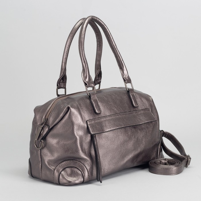 Сумка женская, отдел с перегородкой на молнии, 2 наружных кармана, длинный ремень, цвет серебристый