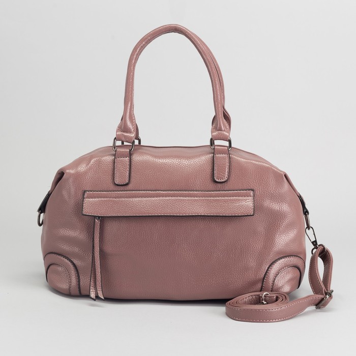 Сумка женская, отдел с перегородкой на молнии, 2 наружных кармана, длинный ремень, цвет пудровый