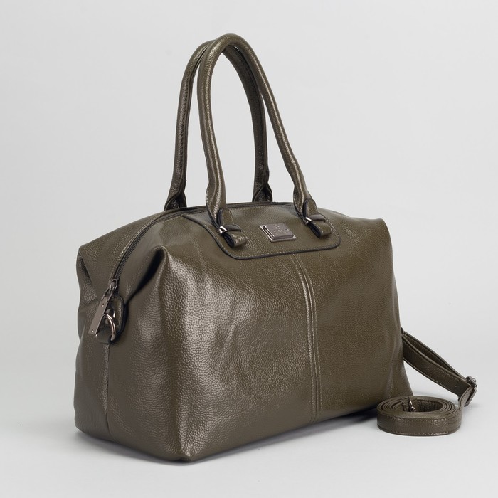 Сумка женская, отдел с перегородкой на молнии, наружный карман, длинный ремень, цвет оливковый